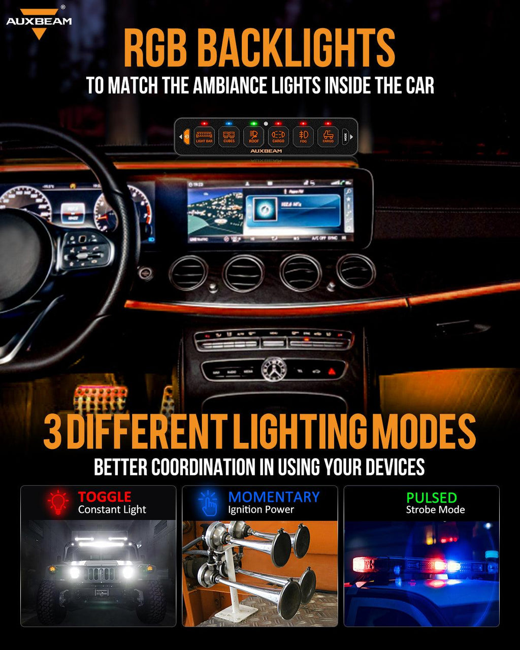 AS Series 6 Gang (AS-R60) RGB Slim Switch Panel, Toggle/ Momentary/ Pulsed Mode Supported(One-Sided Outlet)