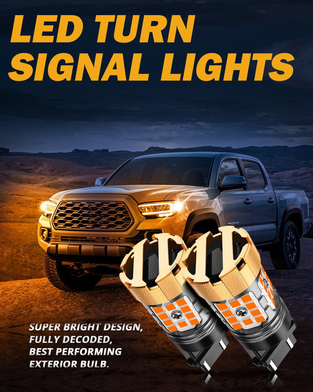 🆕T25 3157 3156 LED Turn Signal Light Rear/Front, Side Marker Light Bulbs 50W 4000LM CAN-Bus Error Free 3000K Amber B21-PRO Series |2 Bulbs