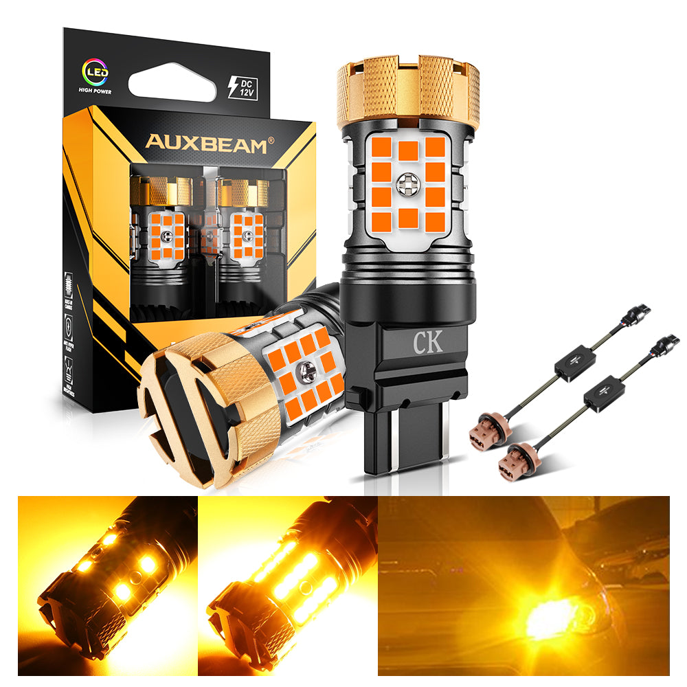 🆕3157 US-CK LED Turn Signal Light Rear/Front, Side Maker Light Bulbs 50W 4000LM CAN-Bus Error Free 3000K Amber B21-PRO Series |2 Bulbs