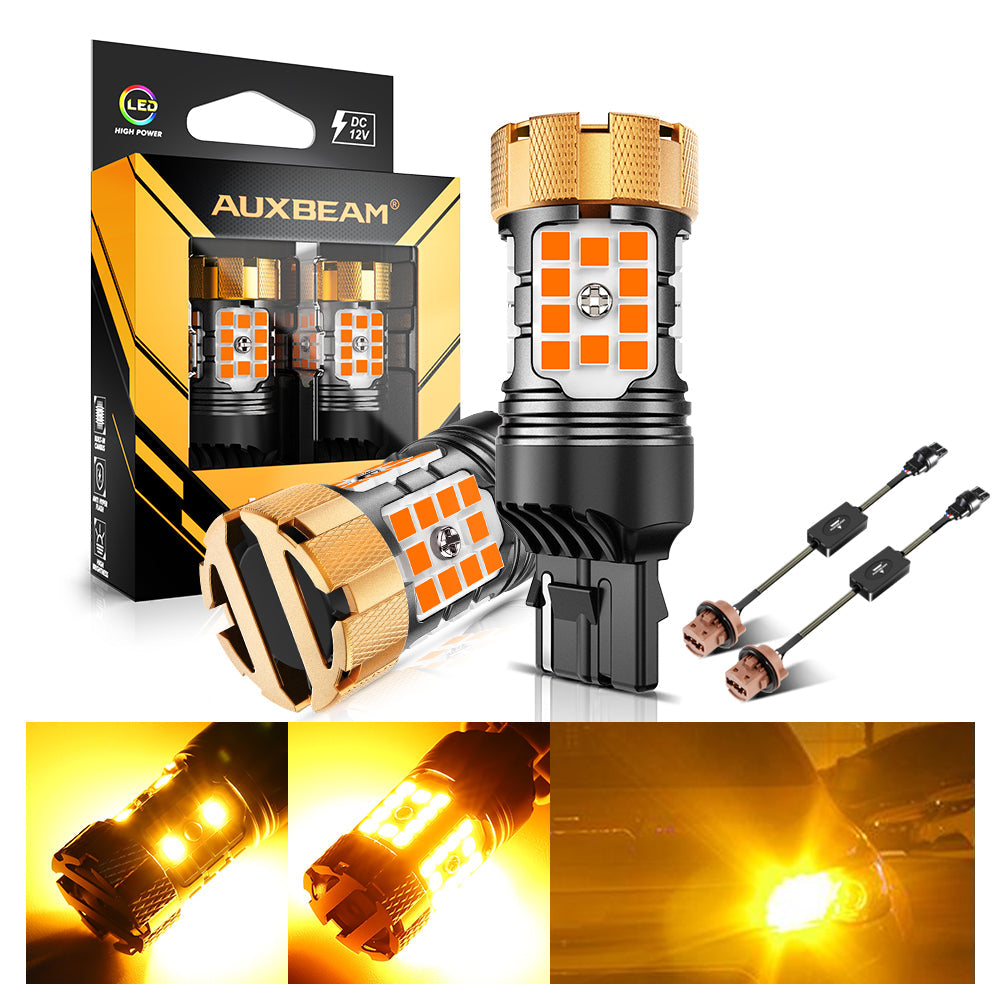 🆕7440 7440A LED Turn Signal Light Rear/Front, Side Marker Light Bulbs 50W 4000LM CAN-Bus Error Free 3000K Amber B21-PRO Series |2 Bulbs