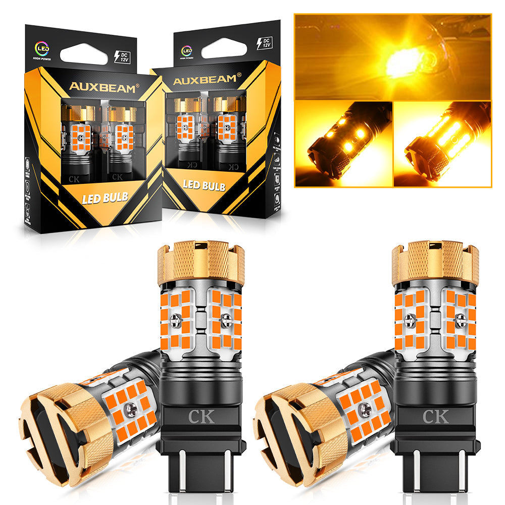 🆕3157 US-CK LED Turn Signal Light Rear/Front, Side Maker Light Bulbs 50W 4000LM CAN-Bus Error Free 3000K Amber B21-PRO Series |2 Bulbs