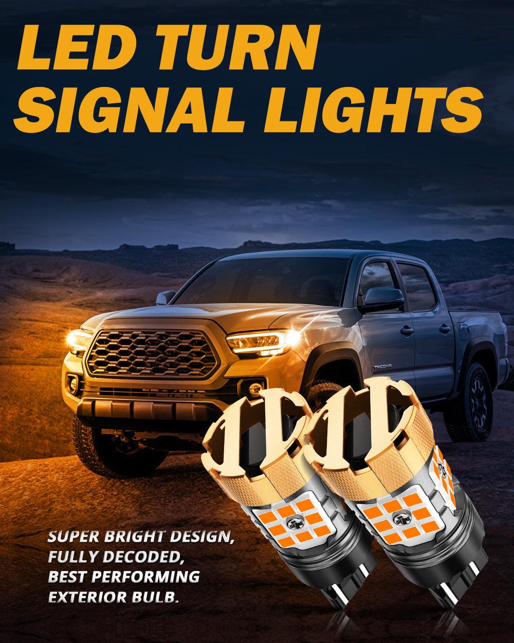 🆕T20 7443 7440 LED Turn Signal Light Rear/Front, Side Marker Light Bulbs 50W 4000LM CAN-Bus Error Free 3000K Amber B21-PRO Series |2 Bulbs