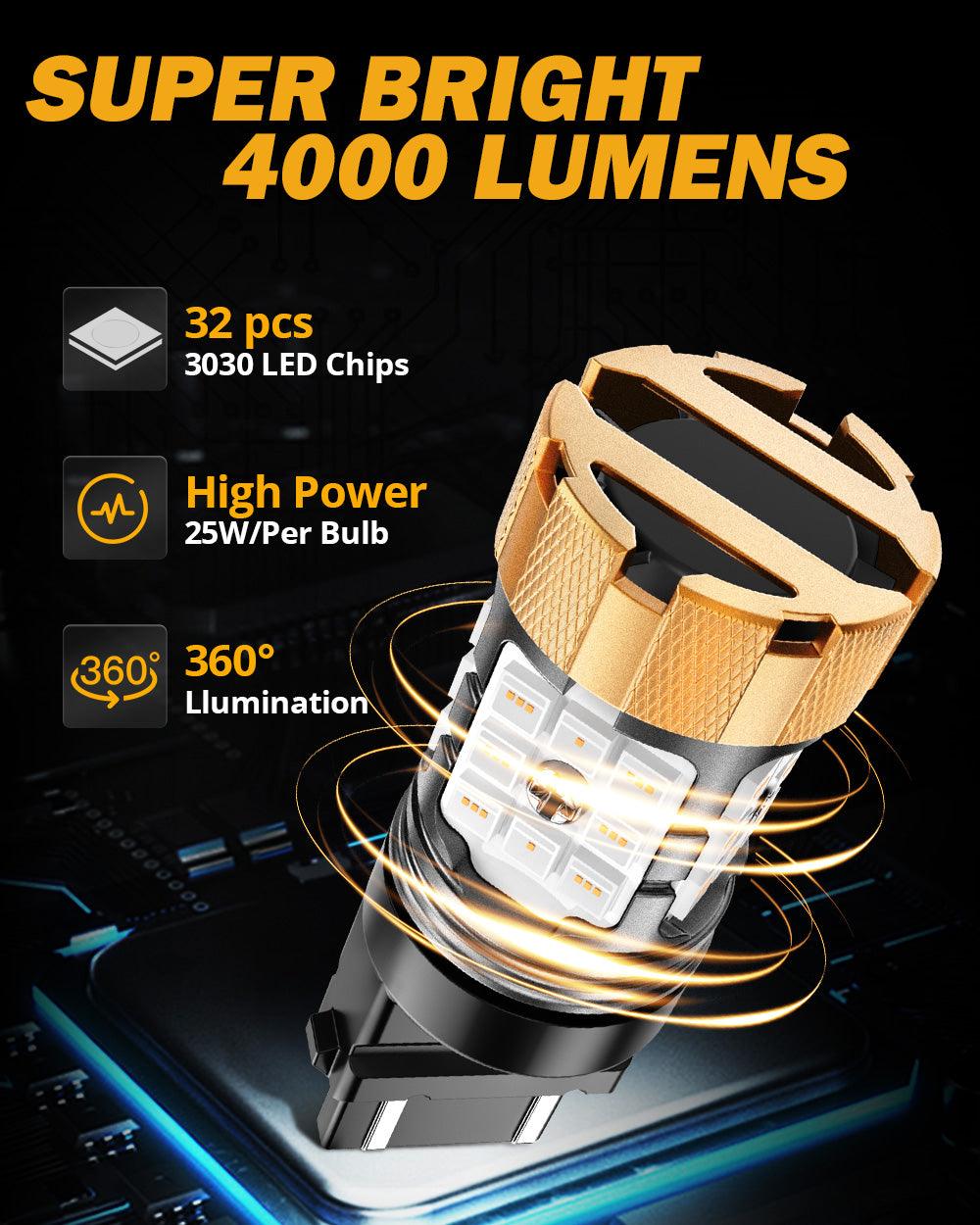 🆕T25 3157 3156 LED Brake/Tail Light Bulbs 50W 4000LM CAN-Bus Error Free Red B21-PRO Series | 2 Bulbs