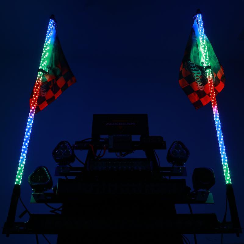 (2pcs/set) 3FT/4FT LED RGB Whip Lights with Turn Signal & Brake Light, Bluetooth APP/ Remote Control