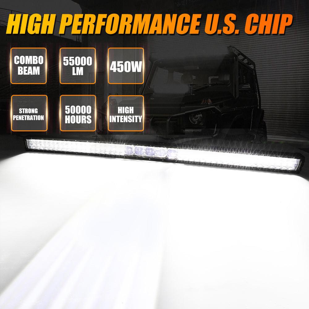 7" LED Halo Headlights+5D-PRO 52" Straight LED Light Bar+Windshield Mounting Brackets 18W Pod Lights Set for Jeep Wrangler TJ
