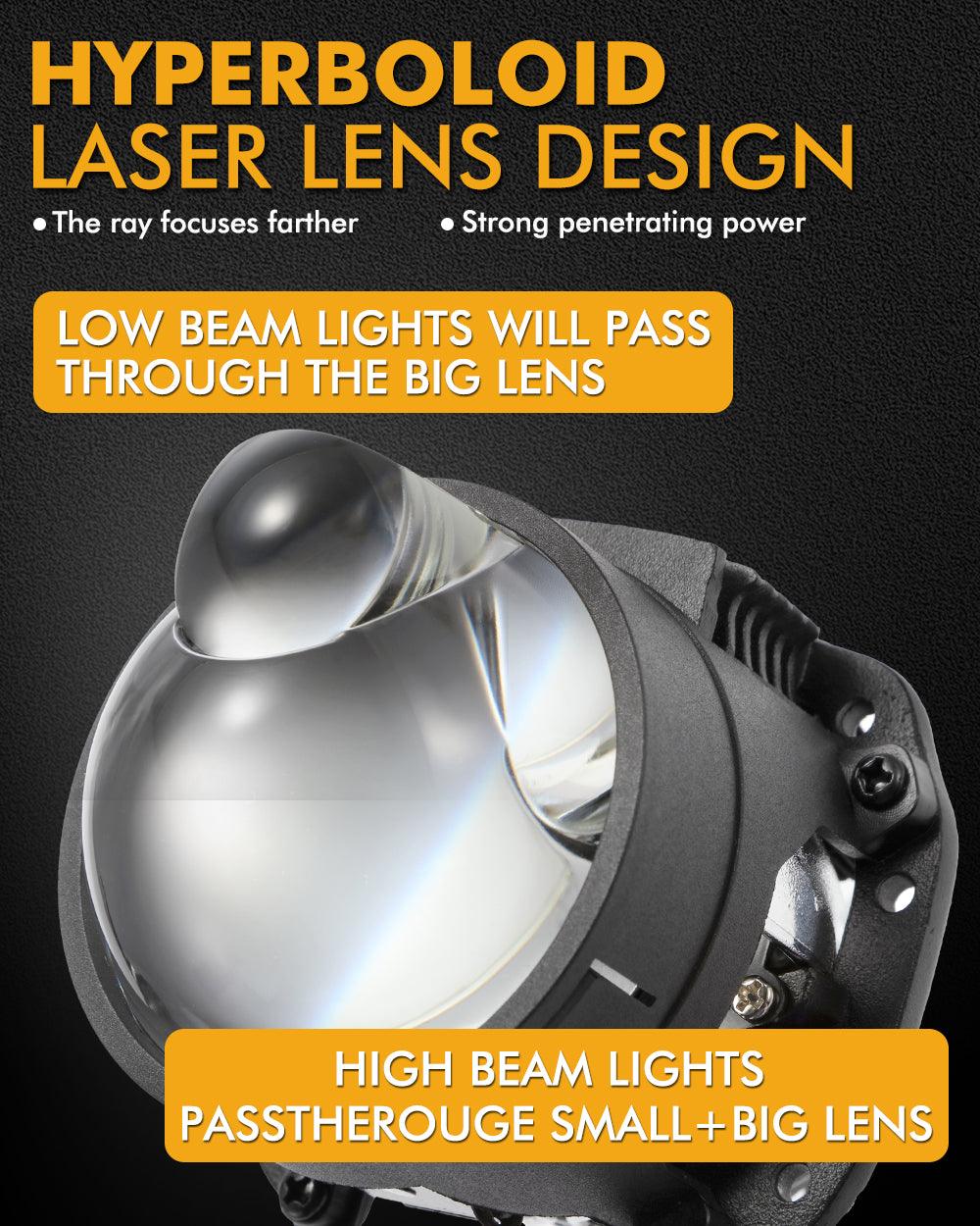 2.5 Inch 90W 70W Hi/Lo Beam Bi-LED Laser Projector Lens Headlight S8 Series Non-Destructive Installation Projector Lens for Car | 2PCS/Set