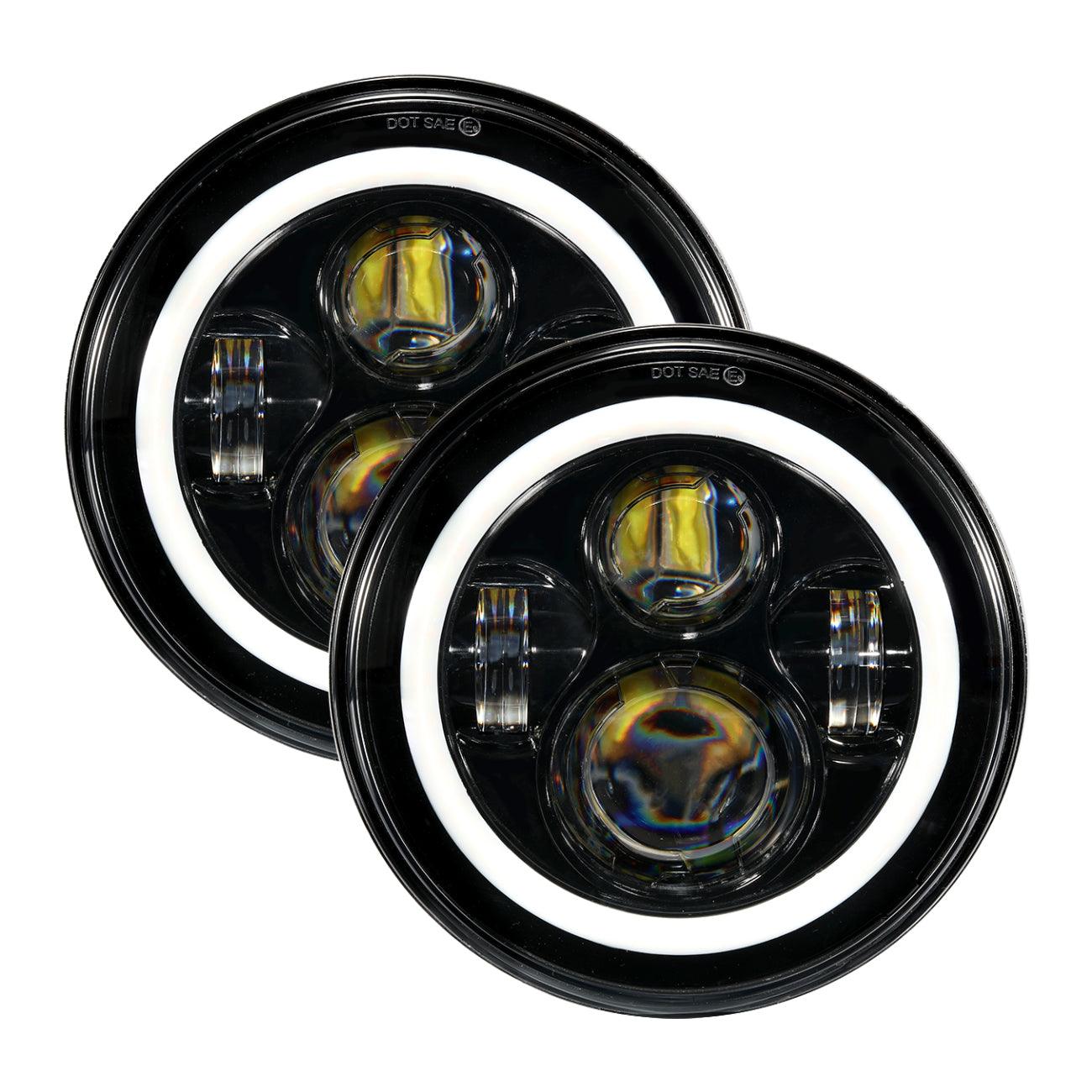 7" LED Halo Headlights+5D-PRO 52" Straight LED Light Bar+Windshield Mounting Brackets 18W Pod Lights Set for Jeep Wrangler TJ