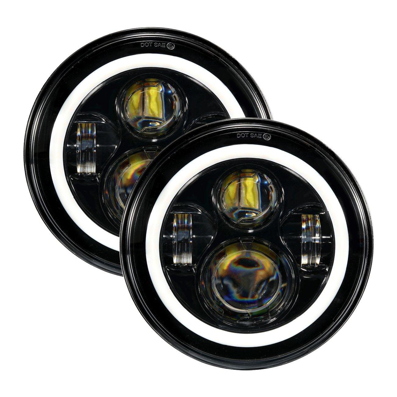 7" LED Halo Headlights + 4" Inch LED Fog Lights with DRL + 5D-PRO 52" Straight LED Light Bar + Windshield Mounting Brackets + 18W Flood Beam Pod Lights Set for for Jeep Wrangler JK