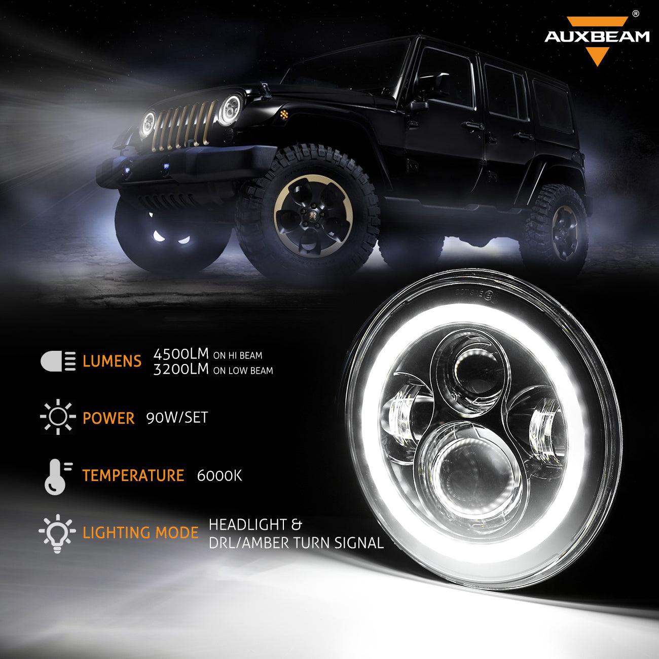 7" LED Halo Headlights+5D-PRO 52" Straight LED Light Bar+Windshield Mounting Brackets 18W Pod Lights Set for Jeep Wrangler TJ