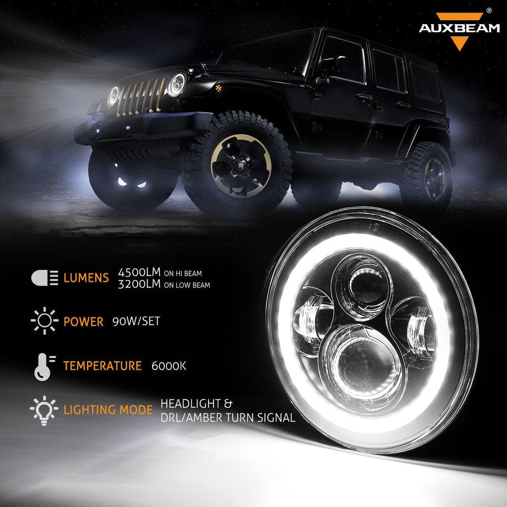 7" LED Halo Headlights + 4" Inch LED Fog Lights with DRL + 5D-PRO 52" Straight LED Light Bar + Windshield Mounting Brackets + 18W Spot Beam Pod Lights Set for for Jeep Wrangler JK