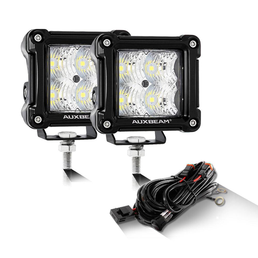 3 Inch Spot/Flood Beam LED Pods Light + Universal LED Working Lights Mounting Brackets