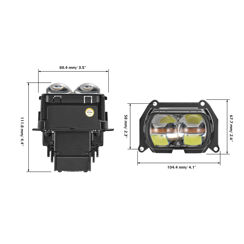 🆕3.5 inch 132W Hyperbolic Rectangular Bi-LED Projector Lens Headlight K9 Series, Retrofit Cutting Installation for Cars | 2pcs/Set