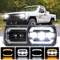 (2pcs/set) 7x6 Inch Sealed Beam LED Headlights with Hi-Lo Beam Yellow Turn Signal White DRL Lamps