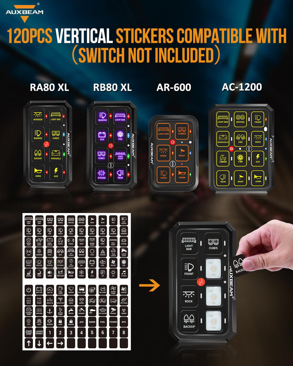 120 Universal Stickers for AC-1200/AR-600/RA80 XL/RB80 XL Switch Panel