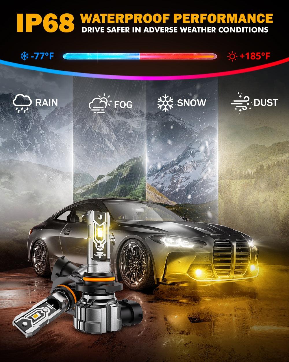 🆕H10 9145 9140 HB3 LED Fog Light/DRL Bulbs 50W 10000LM 3000K Amber Yellow Q5 Series | 2 Bulbs