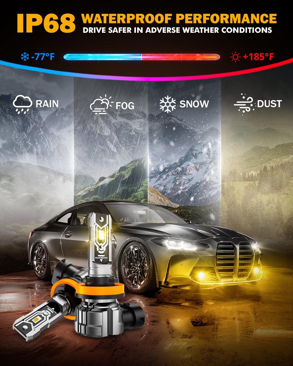 🆕H11 H9 H8 H16JP LED FOG Light/DRL Bulbs 50W 10000LM 3000K Amber Yellow Q5 Series | 2 Bulbs