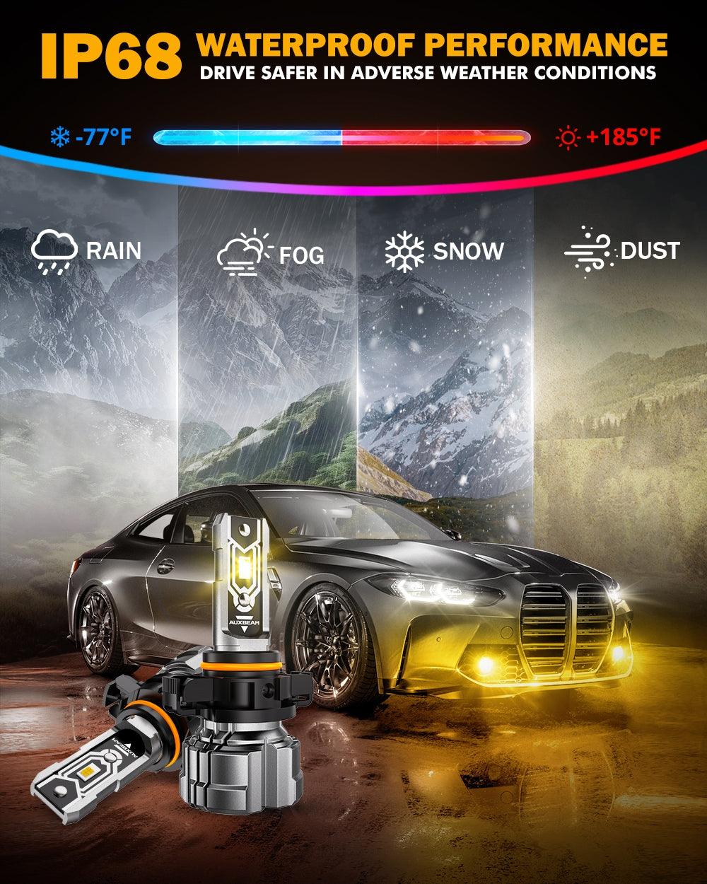 🆕5202 5202 5201 PS24W H16EU LED Fog Light/DRL Bulbs 50W 10000LM 3000K Amber Yellow Q5 Series | 2 Bulbs