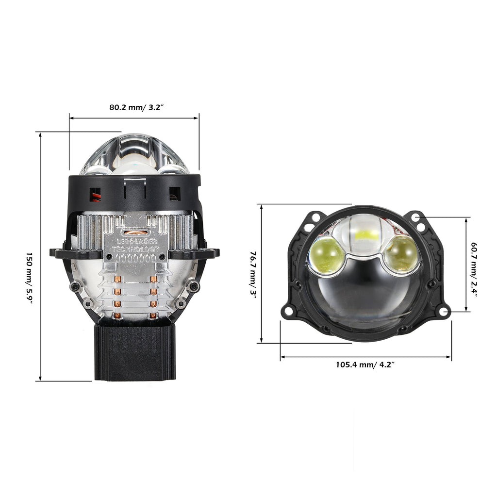 🆕3 Inch 158W Ultra-Brightness & Wider Light Pattern Triple Direct Bi-LED Projector Lens Headlight K9 Series- Retrofit Cutting Installation for Car | 2PCS/Set