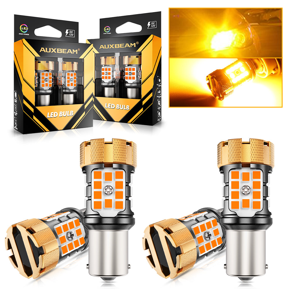 🆕BAU15S 7507 LED Turn Signal Light Rear/Front, Side Maker Light Bulbs 50W 4000LM CAN-Bus Error Free 3000K Amber B21-PRO Series |2 Bulbs