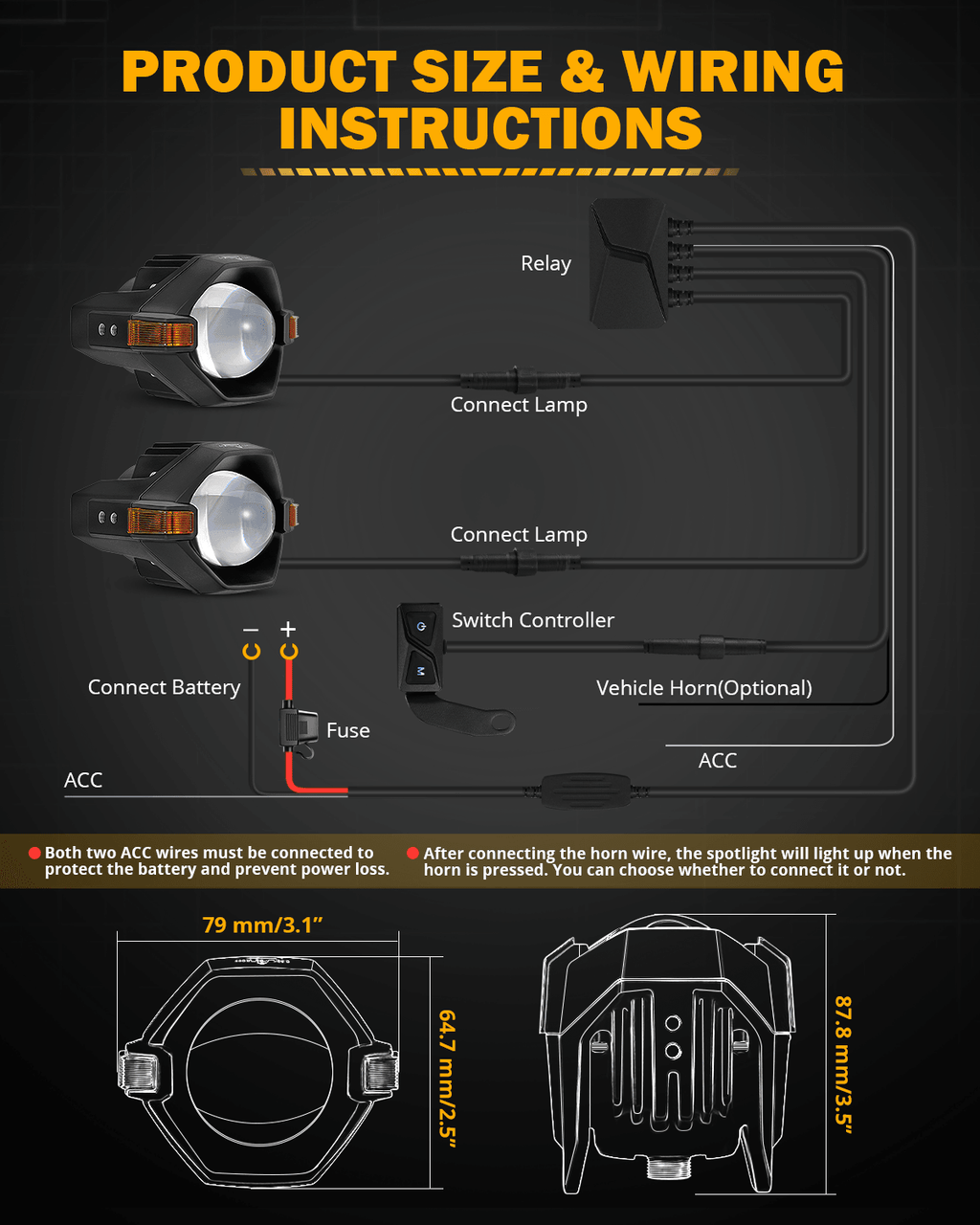 2017 Harley-Davidson CVO Pro Street Breakout Motorcycle LED Spotlight Light 3+5 Light Modes MT8 Series