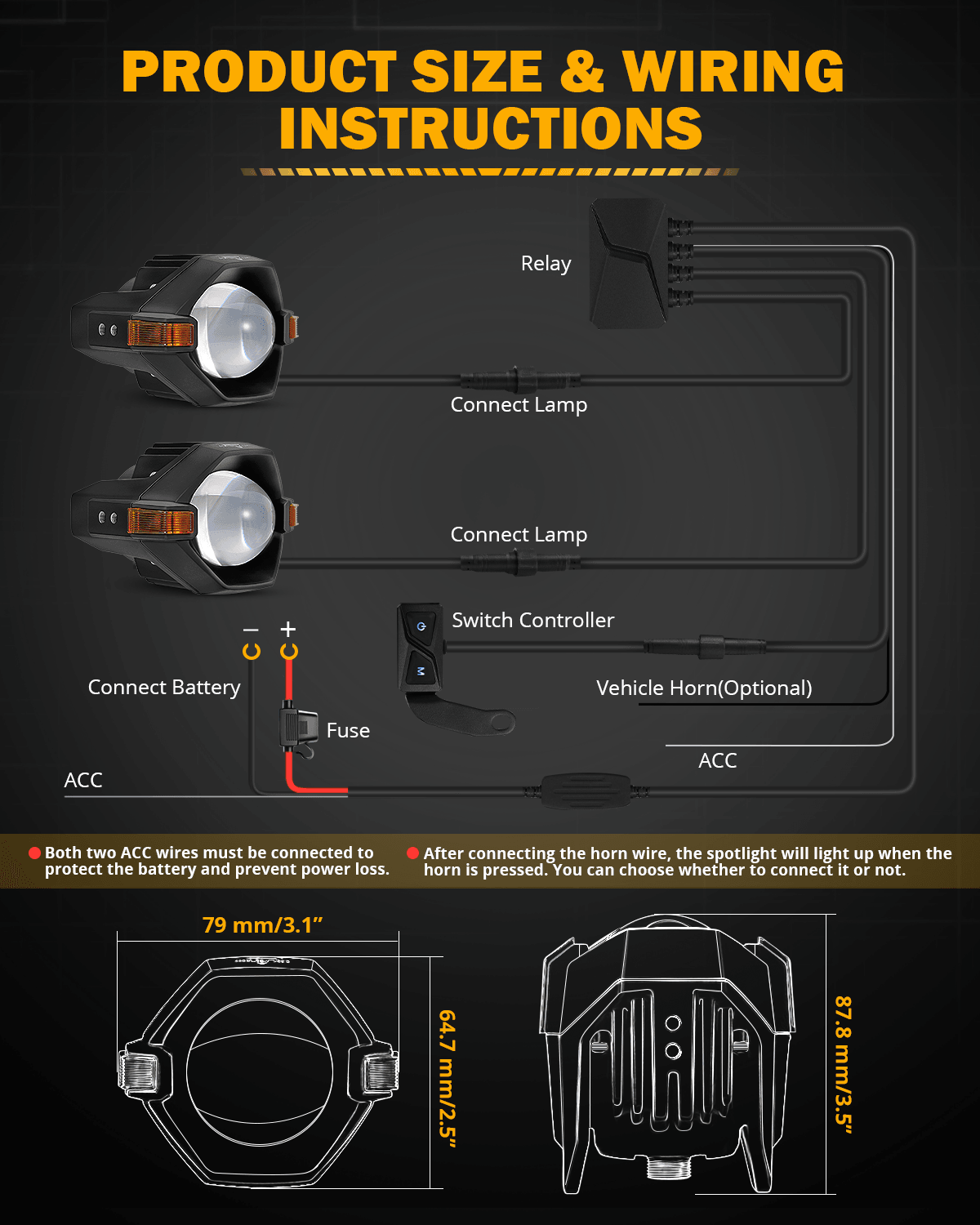 2017 Harley-Davidson CVO Pro Street Breakout Motorcycle LED Spotlight Light 3+5 Light Modes MT8 Series