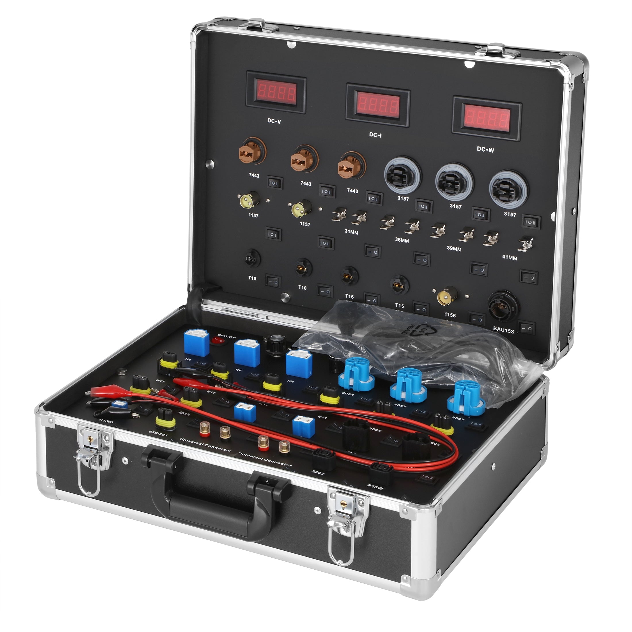 Multifunctional Auto LED Bulbs Tester LED Demo Case with 7- 30V Adjustable Voltage, Fit for Voltage, Power, and Lumen Testing of  Fog Lights and Tail Lights