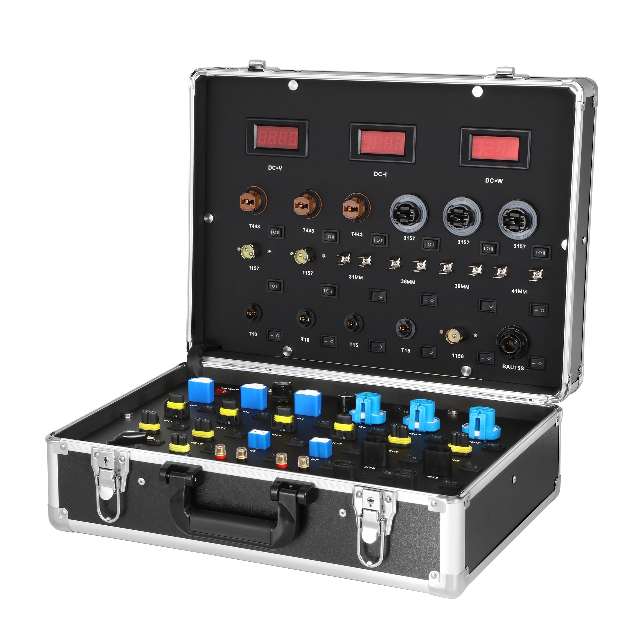 Multifunctional Auto LED Bulbs Tester LED Demo Case with 7- 30V Adjustable Voltage, Fit for Voltage, Power, and Lumen Testing of  Fog Lights and Tail Lights
