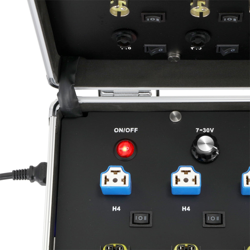 Multifunctional Auto LED Bulbs Tester LED Demo Case with 7- 30V Adjustable Voltage, Fit for Voltage, Power, and Lumen Testing of  Fog Lights and Tail Lights
