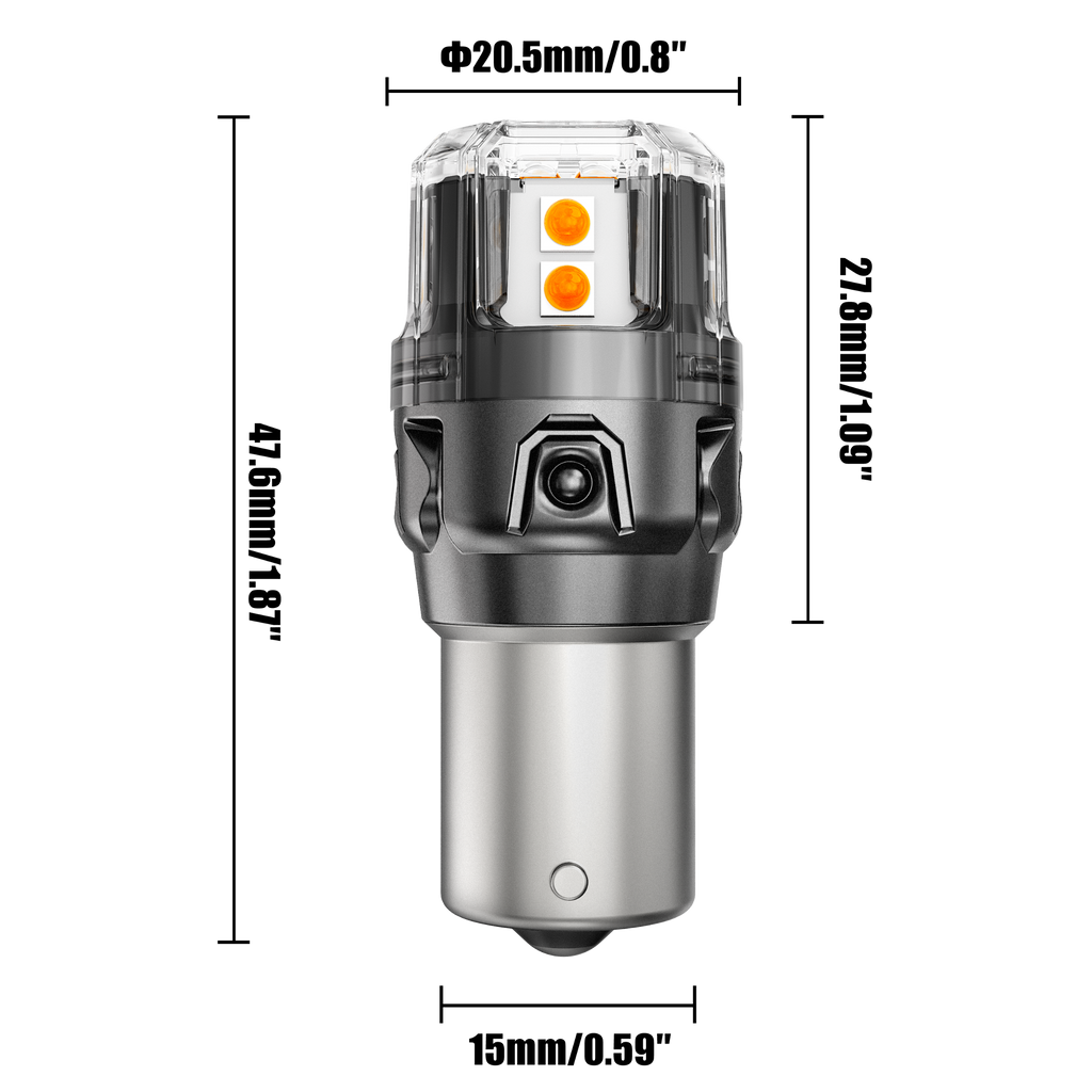 🆕1156 BA15S LED Turn Signal Light Rear/Front, Side Maker Light Bulbs 13W 500% High Brightness CAN-Bus Error Free 3000K Amber B52 Series | 2 Bulbs