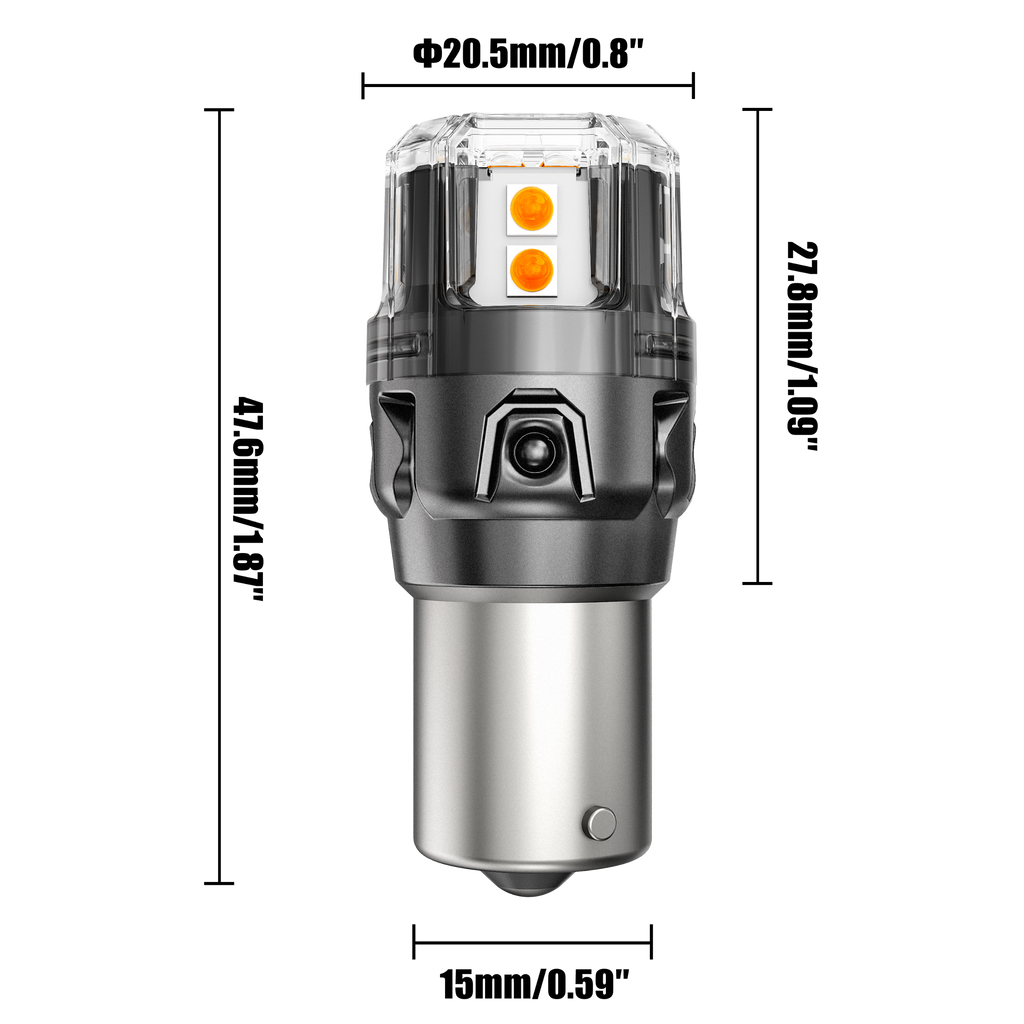 🆕BAU15S 7507 LED Turn Signal Light Rear/Front, Side Maker Light Bulbs 13W 500% High Brightness CAN-Bus Error Free 3000K Amber B52 Series |2 Bulbs