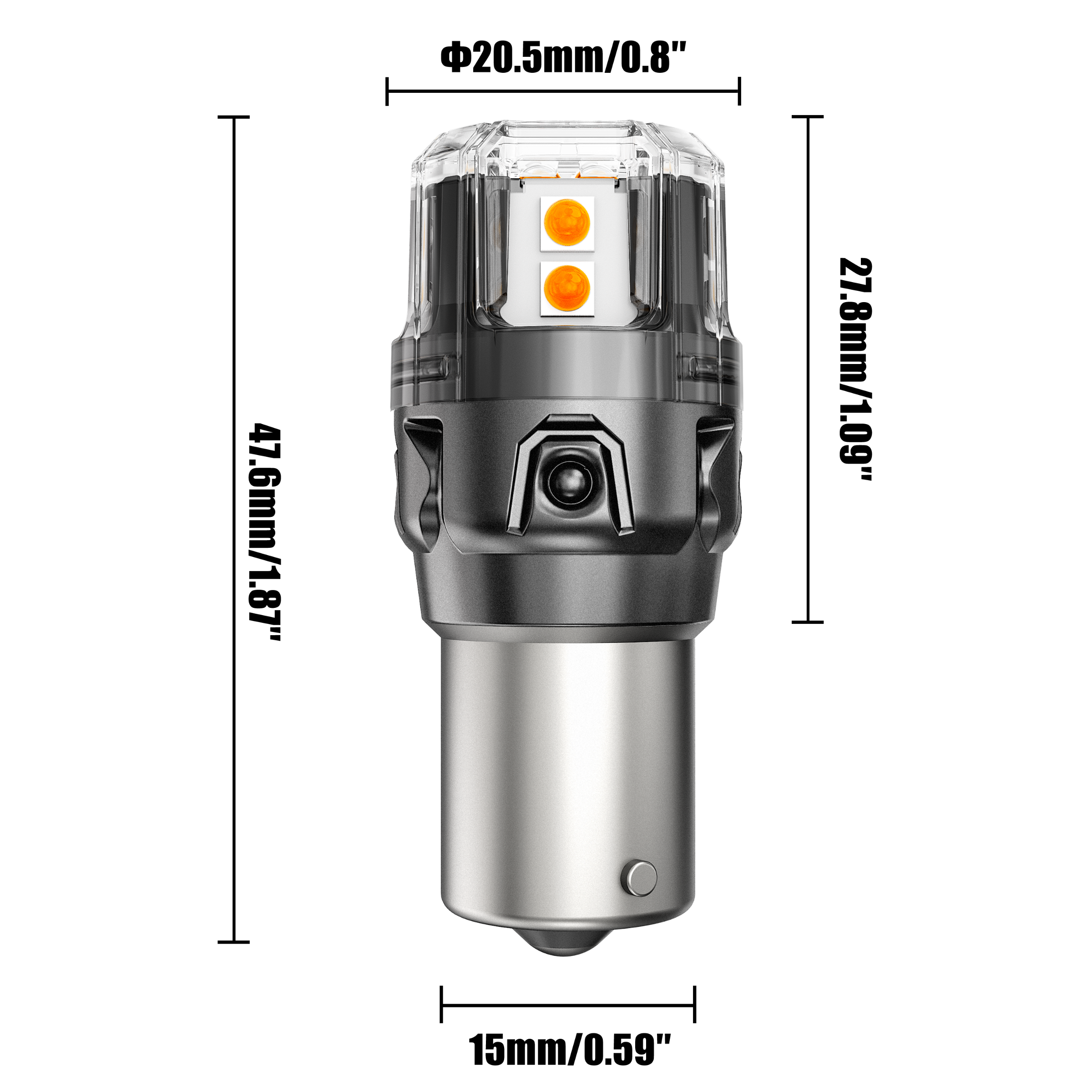 🆕BAU15S 7507 LED Turn Signal Light Rear/Front, Side Maker Light Bulbs 13W 500% High Brightness CAN-Bus Error Free 3000K Amber B52 Series |2 Bulbs