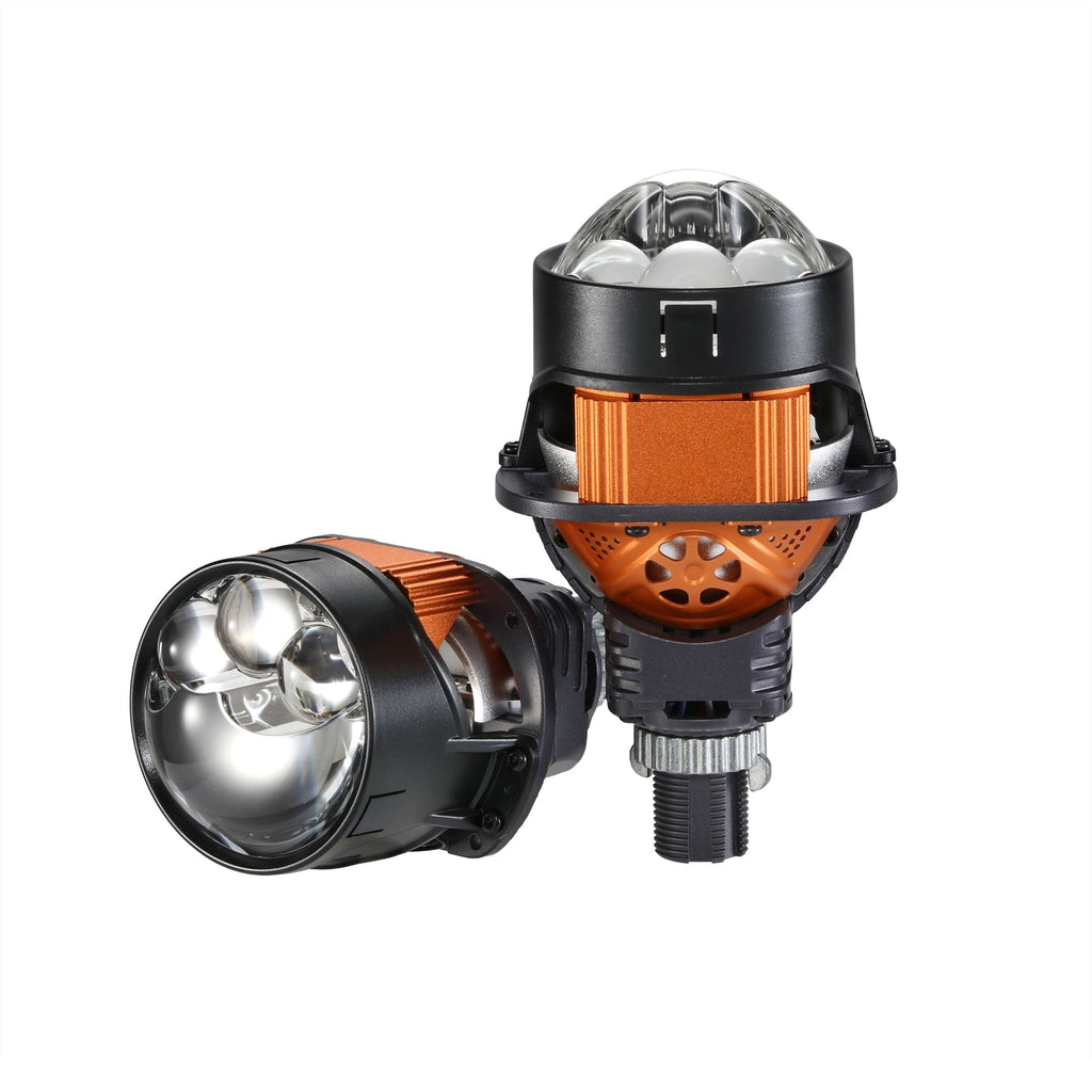 🆕2.5 Inch 100W 6000K Bi-LED Projector Headlight with 3 Direct Laser High Beam Lenses S8 Series – Non-Destructive Installation for Cars | 2pcs/Set