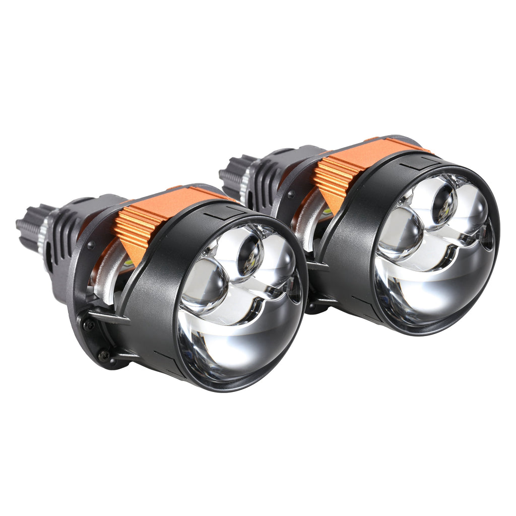 🆕2.5 Inch 100W 6000K Bi-LED Projector Headlight with 3 Direct Laser High Beam Lenses S8 Series – Non-Destructive Installation for Cars | 2pcs/Set