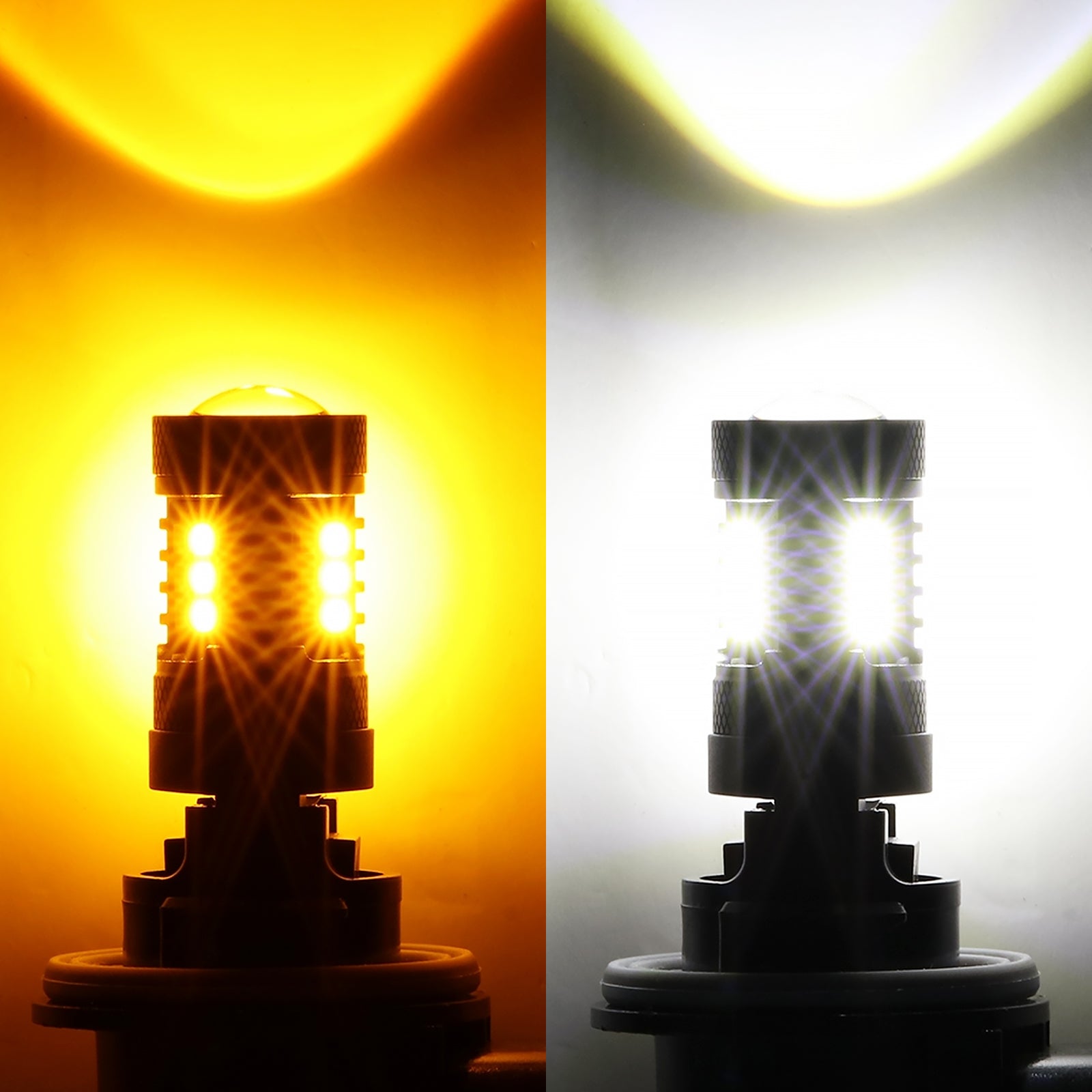 T25 3157 3156 LED Front Turn Signal & DRL Light Bulbs 400% High Brightness Dual Color Switchback White & Amber B1B Series| 2 Bulbs