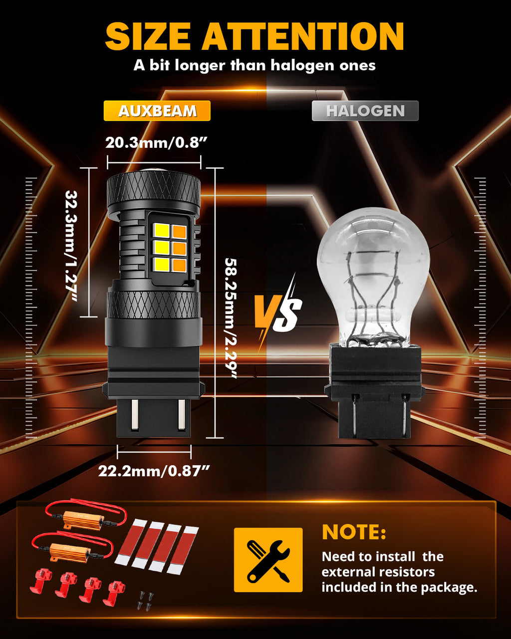 (2pcs/set) White&Amber Switchback Bake/Reverse/Tail Light LED Bulbs with Canbus-Decode