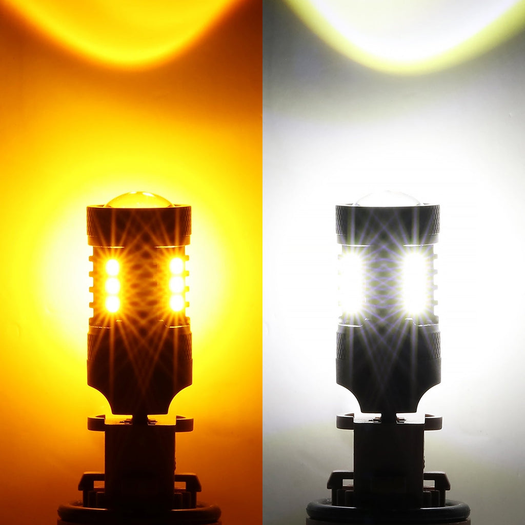 T20 7443 7440 LED Front Turn Signal & DRL Light Bulbs 400% High Brightness Dual Color Switchback White & Amber B1B Series | 2 Bulbs