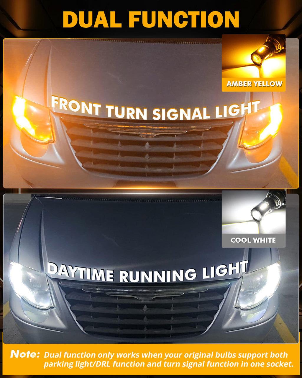 1157 BAY15D LED Front Turn Signal & DRL Light Bulbs 400% High Brightness Dual Color Switchback White & Amber B1B Series | 2 Bulbs