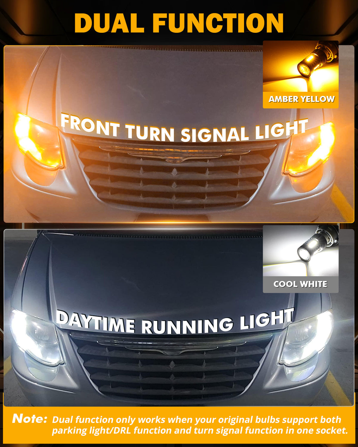 1157 BAY15D LED Front Turn Signal & DRL Light Bulbs 400% High Brightness Dual Color Switchback White & Amber B1B Series | 2 Bulbs