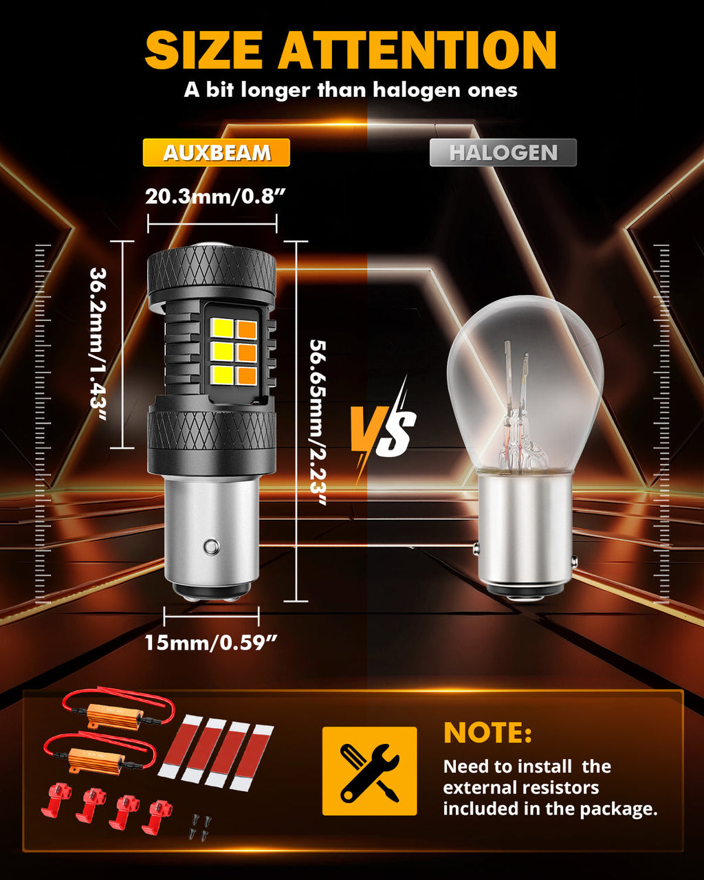 1157 BAY15D LED Front Turn Signal & DRL Light Bulbs 400% High Brightness Dual Color Switchback White & Amber B1B Series | 2 Bulbs