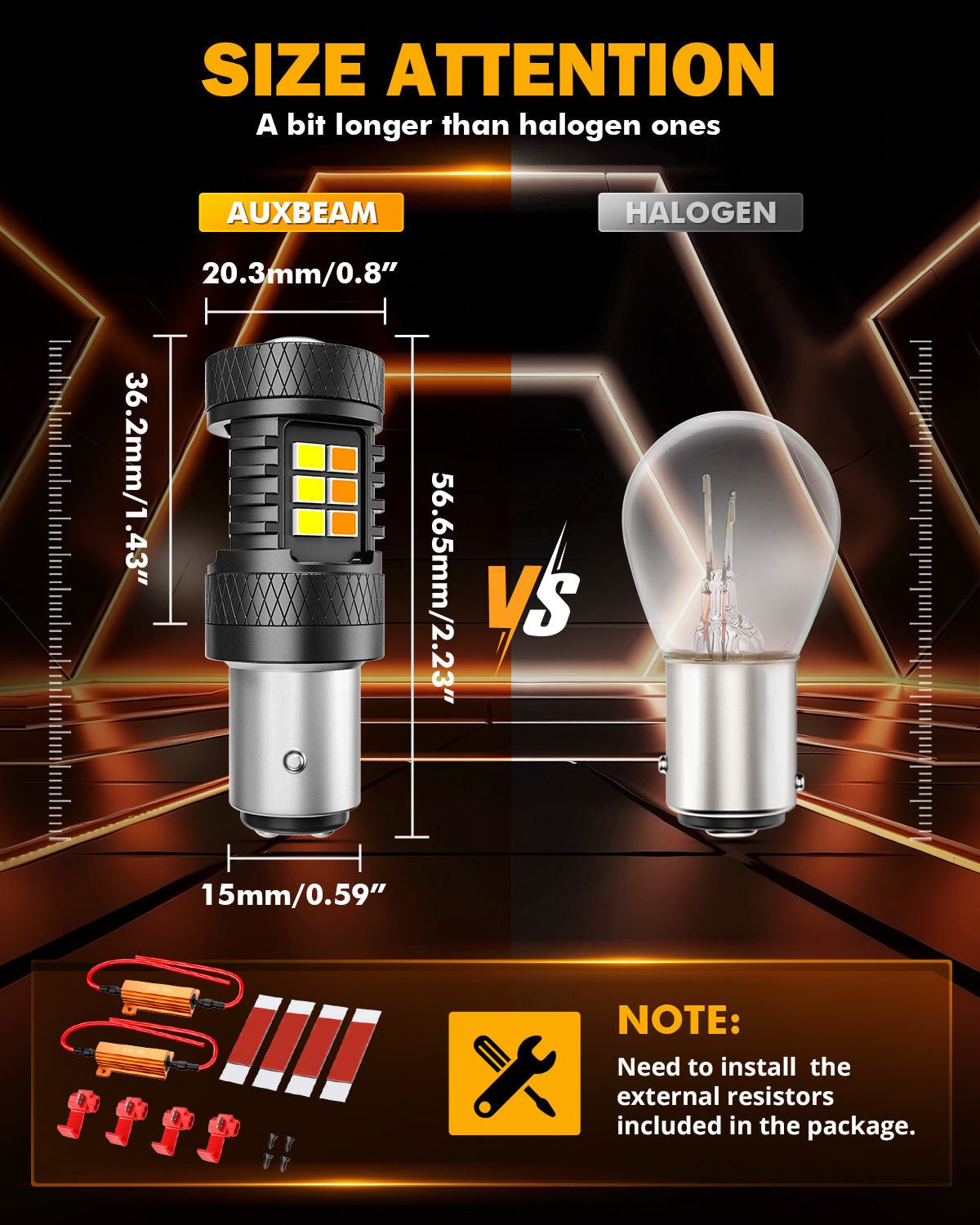 1157 BAY15D LED Front Turn Signal & DRL Light Bulbs 400% High Brightness Dual Color Switchback White & Amber B1B Series | 2 Bulbs