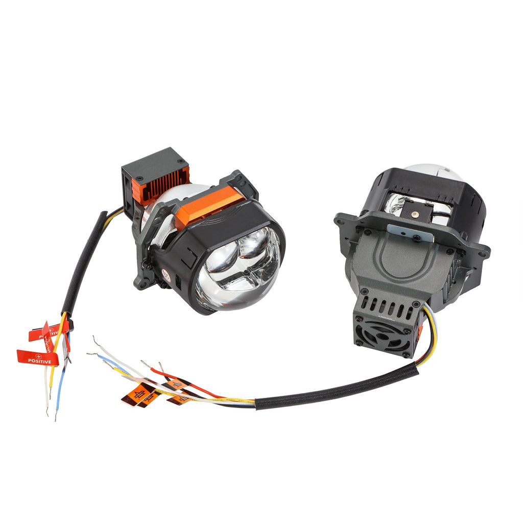 🆕3 Inch 144W 6000K Hyperboloid Bi-LED Projector Lens Headlight with Square Spot Auxiliary High Beam K9 Series, Retrofit Cutting Installation for Car | 2PCS/Set