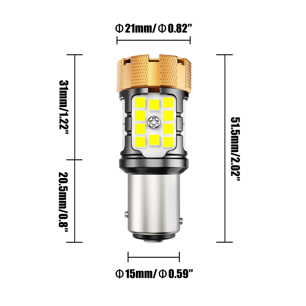 🆕1157 BAY15D LED Backup Reverse/Turn Signal/Brake Tail Light Bulbs 50W 4000LM CAN-Bus Error Free 6500K White B21-PRO Series | 2 Bulbs