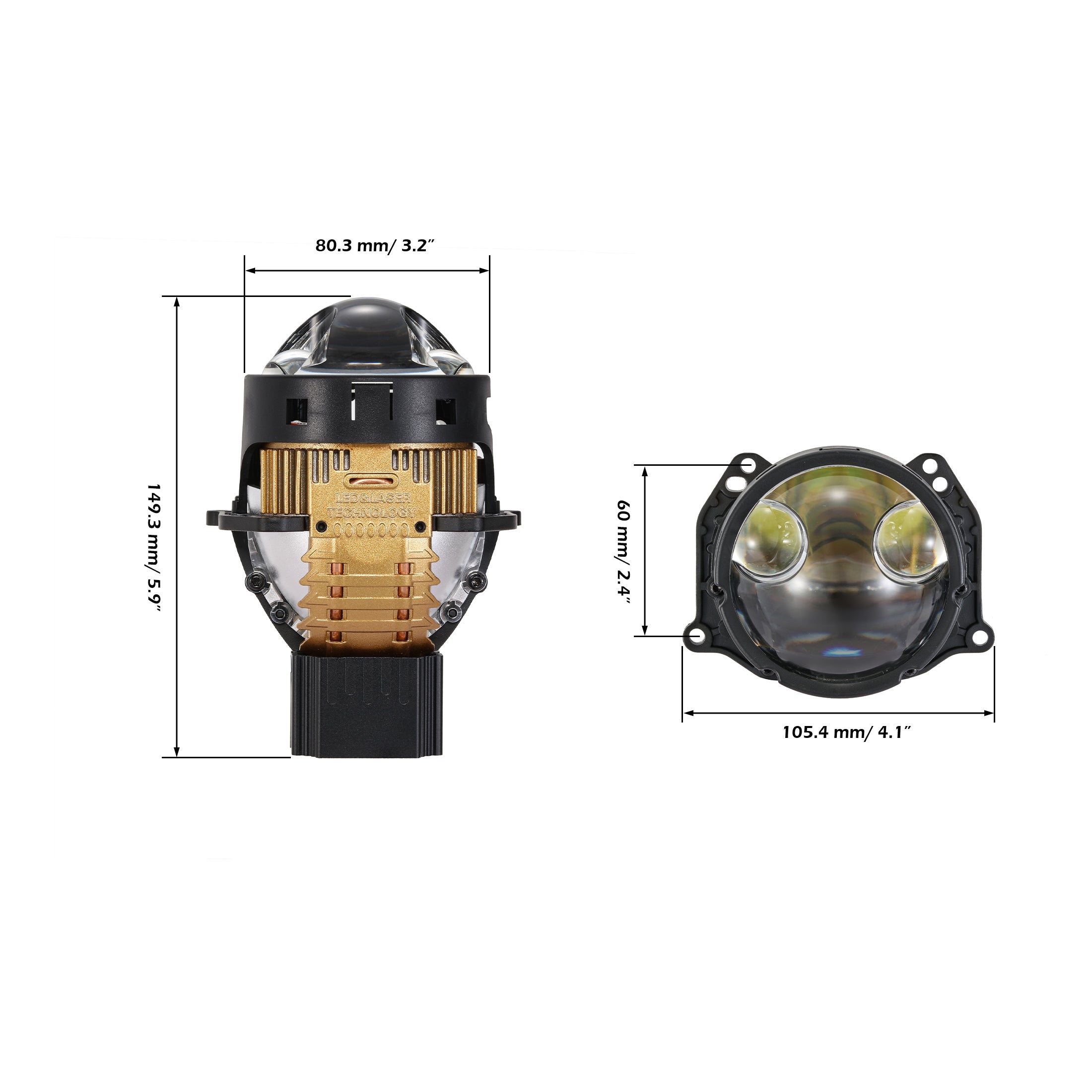 🆕3 Inch 170W 6000K Hyperboloid Bi-LED Projector Lens Headlight with Round Spot Auxiliary High Beam K9 Series, Retrofit Cutting Installation for Car | 2PCS/Set