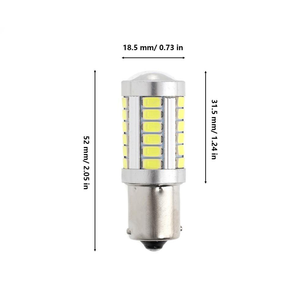 1156 P21W BA15S LED Brake/Reverse/Parking/Tail/Turn Singnal Light Bulbs 50W 8000LM Cool White/Amber/Red 33 Series | 2 Bulbs