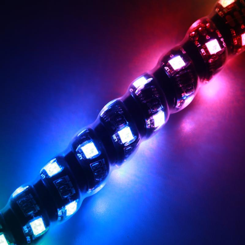 3FT/4FT LED RGB Whip Lights with Bluetooth/ Remote Controlled & Red Universal Flagpole Light Mount  for all UTVs with 1.75" to 2" Roll Cage