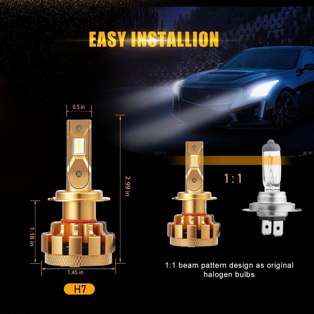 For 2006-2013 Mercedes-Benz E350 with Halogen Headlamps F-16 Plus Series Built-in Canbus LED Light Bulbs High Low Beam Bundle
