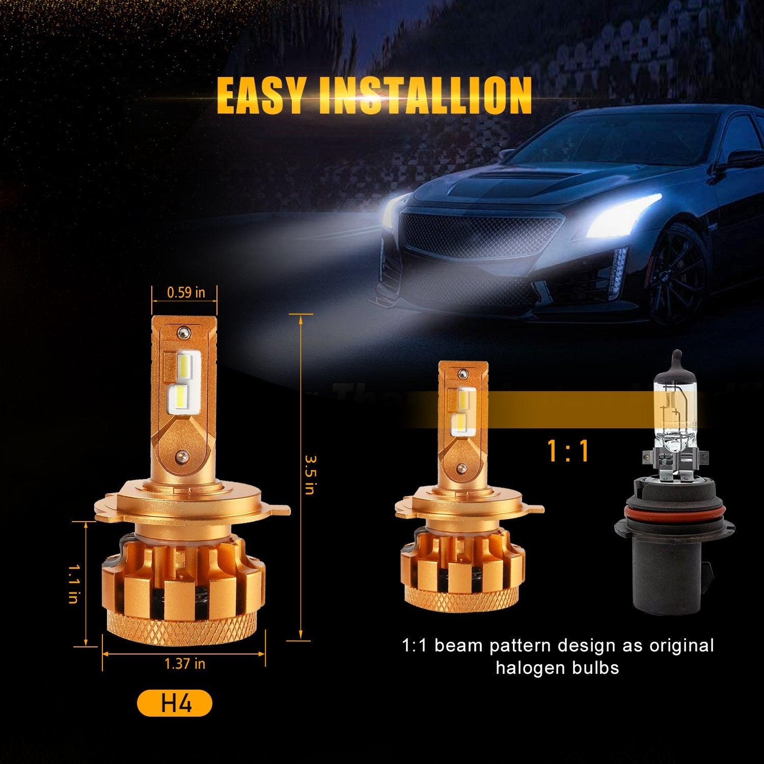 For 2000-2003 HONDA CIVIC H4 9003 F-16 Plus Series Automotive Grade 14000LM LED Light Bulbs High Low Beam Bundle