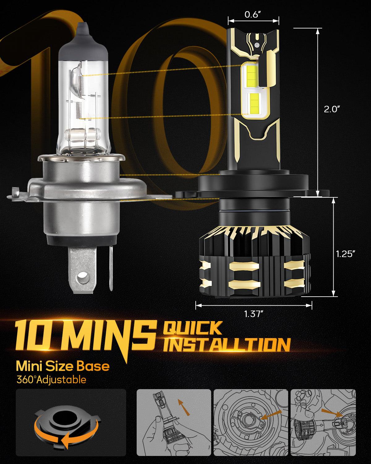 H4/9003 LED Headlight Bulbs 120W 25000LM GX Series Brightest 6500K Cool White | 2 Bulbs