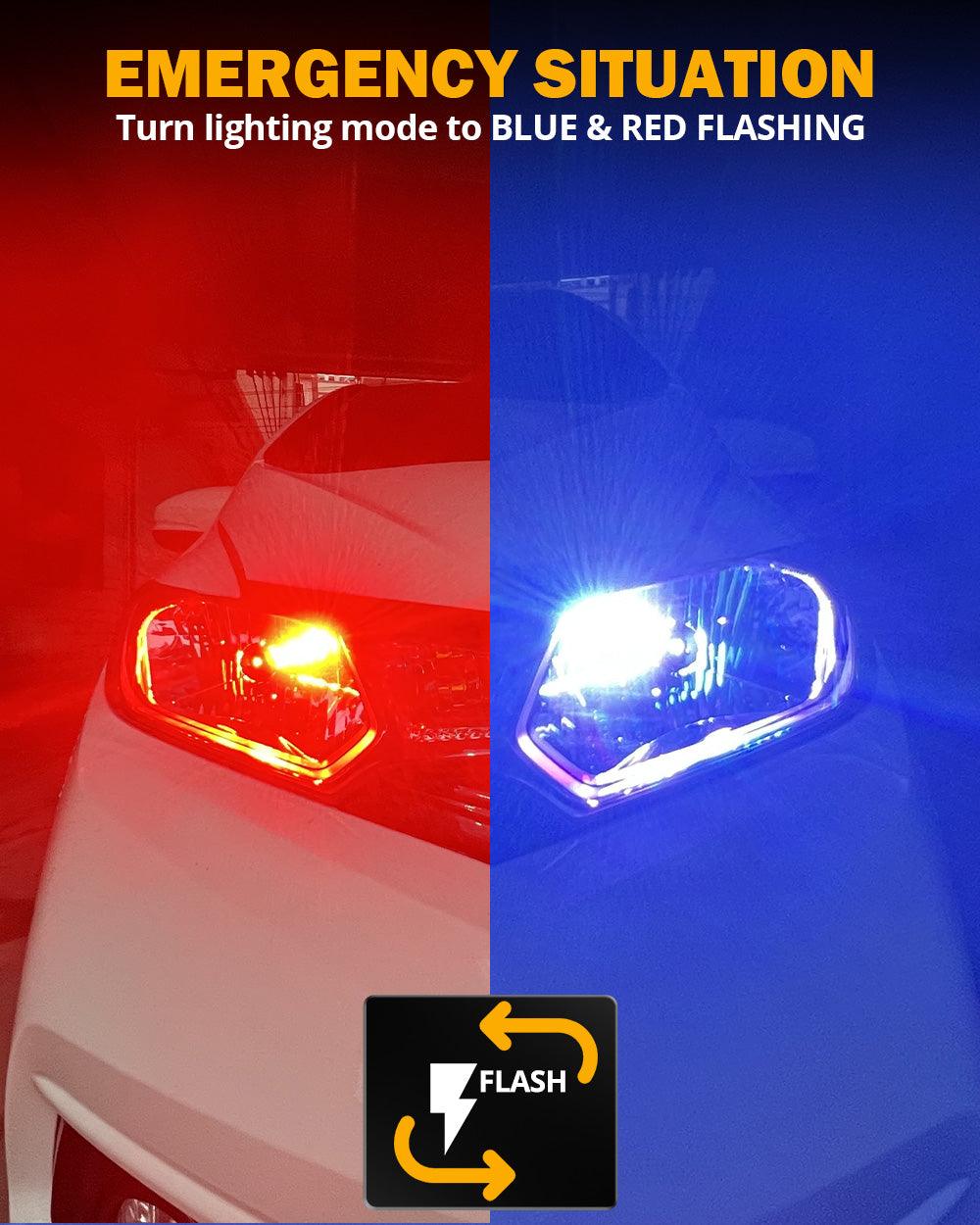 🆕H7 RGB LED Headlight Bulbs/DRL/Fog Light R7 Series 70W 25000LM 6500K Cool White + RGB Remote Control | 2 Bulbs