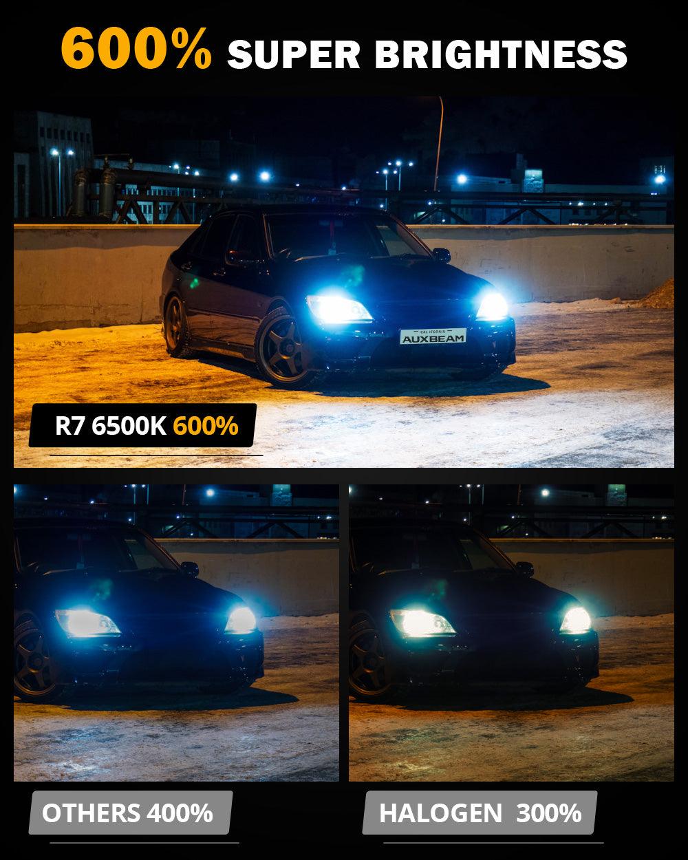 🆕9012/HIR2 RGB LED Headlight Bulbs/DRL/Fog Light R7 Series 70W 25000LM 6500K Cool White + RGB Remote Control | 2 Bulbs